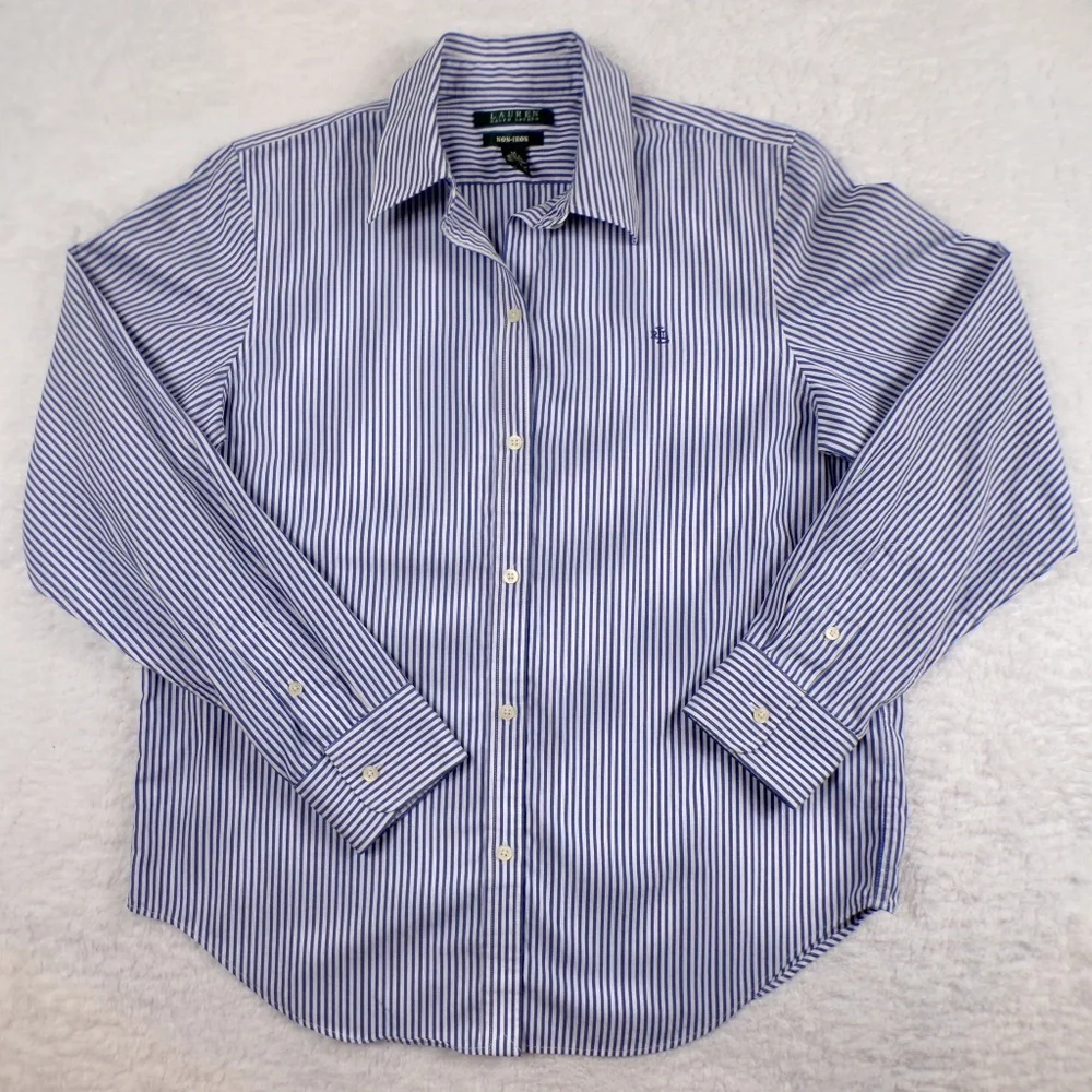 Lauren Ralph Lauren Men's Blue/White Striped Dress Shirt Size Medium - Picture 1 of 8